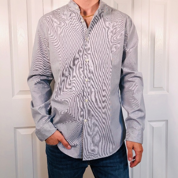 NWT John Varvatos Collection Blue Wingtip Shirt M - Picture 2 of 8